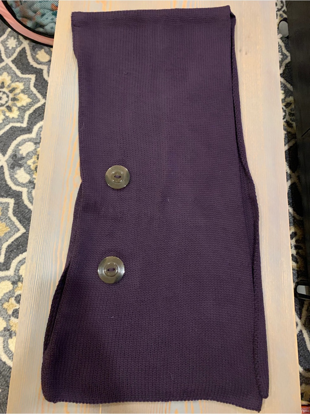 Women's Purple Knitted Scarf/Wrap with Buttons